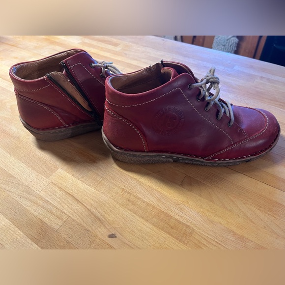 Josef Seibel Red Lace Up Boots 8 EU 39 - Picture 7 of 10